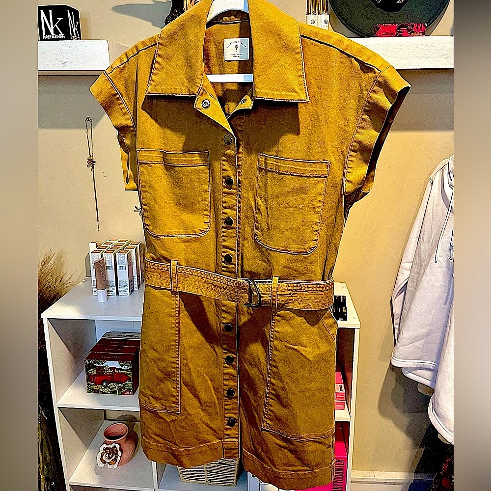 NWOT Electric & Rose Denim Belted Utility Button Up Dress - Picture 3 of 5